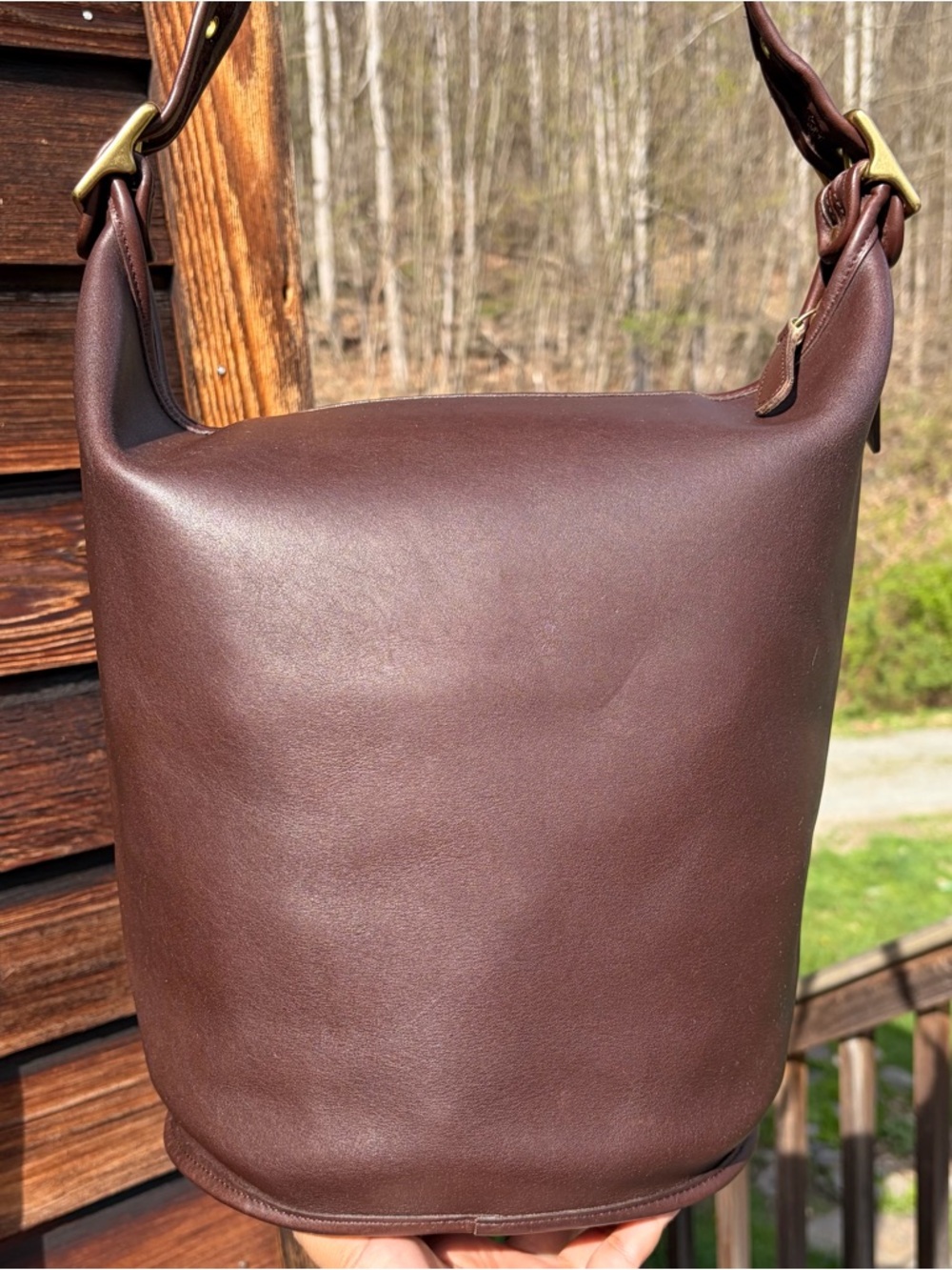COACH Duffle Sac #9085 Mahogany Brown Leather Hungary Vintage 90s XL Bucket Bag - Picture 5 of 12